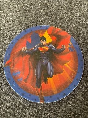 DC Comics Superman Dining Plate. Red/Blue GUC